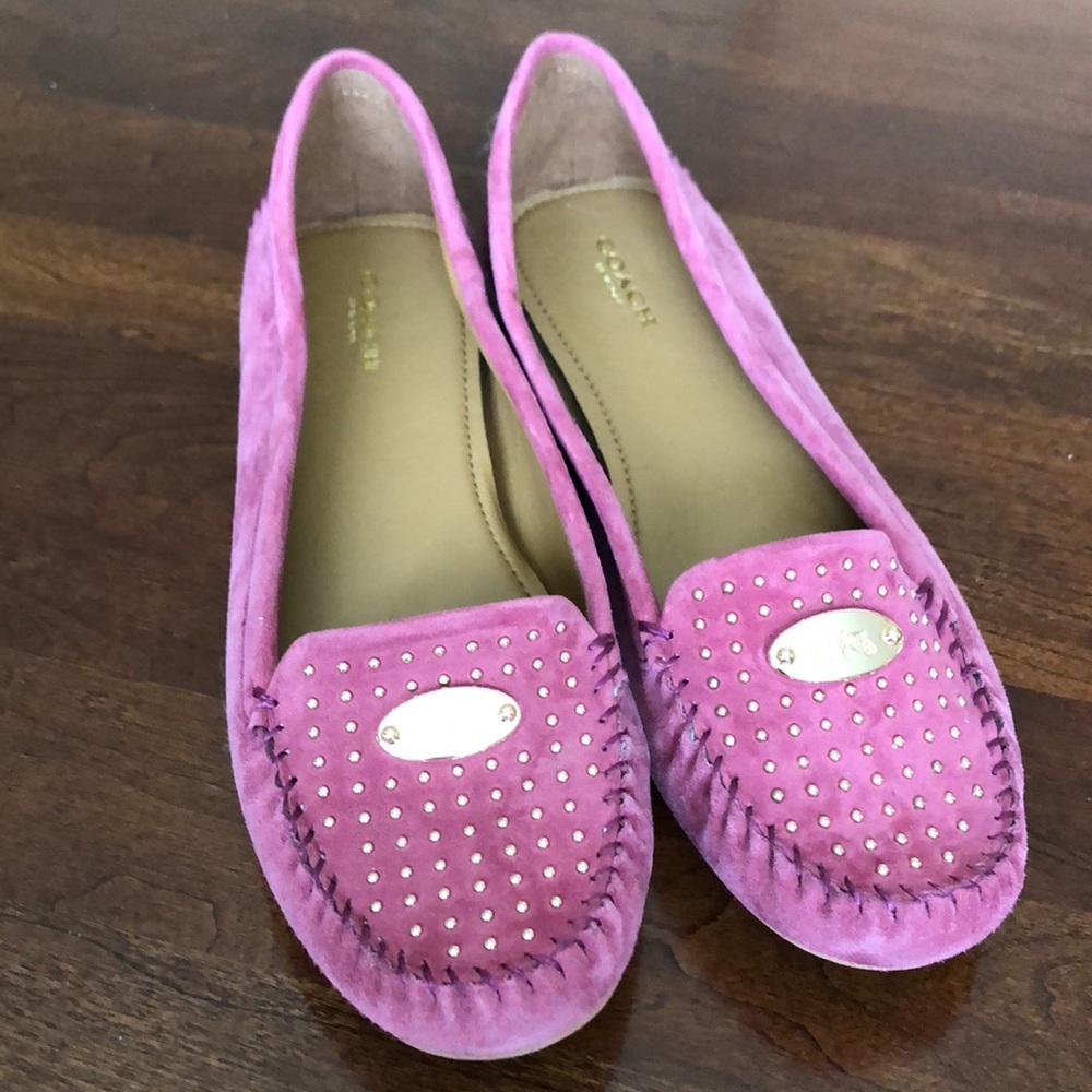 Coach pink suede loafers